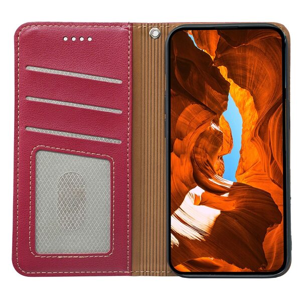 υποδοχή καρτών και μαγνητικό κούμπωμα Flip Wallet από συνθετικό δέρμα και TPU κόκκινο