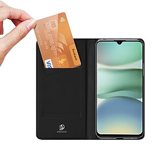 υποδοχή καρτών και μαγνητικό κούμπωμα Flip Wallet από συνθετικό δέρμα και TPU μαύρο