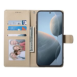 υποδοχές καρτών και μαγνητικό κούμπωμα Flip Wallet από συνθετικό δέρμα μπεζ