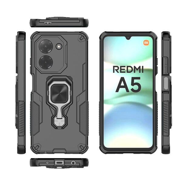 Θήκη Xiaomi Redmi A5 4G (171.7 x 77.8 x 8.3 mm) / Poco C71 Mad Mask Πλάτη Armor V14 με Μαγνητικό δαχτυλίδι και Βάση στήριξης TPU μαύρο - Image 5