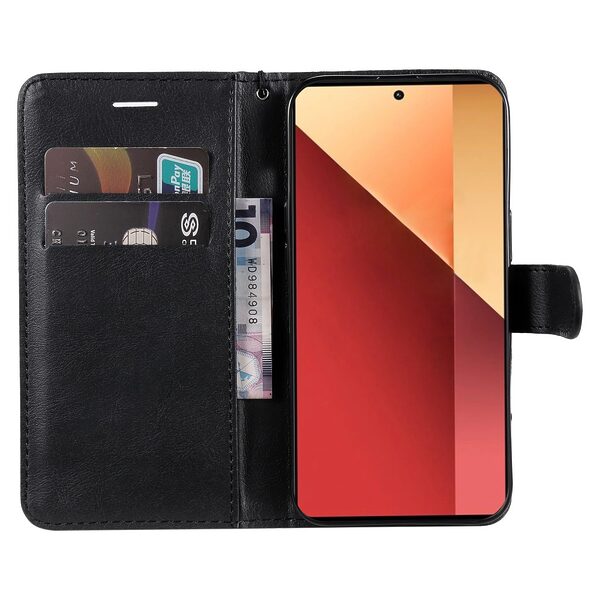υποδοχές καρτών και μαγνητικό κούμπωμα Flip Wallet από συνθετικό δέρμα μαύρο