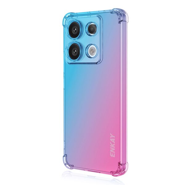 Θήκη Xiaomi Redmi Note 14S ENKAY Silicone Sockproof Anti-Slip Color Transparent Πλάτη TPU μπλε / ροζ