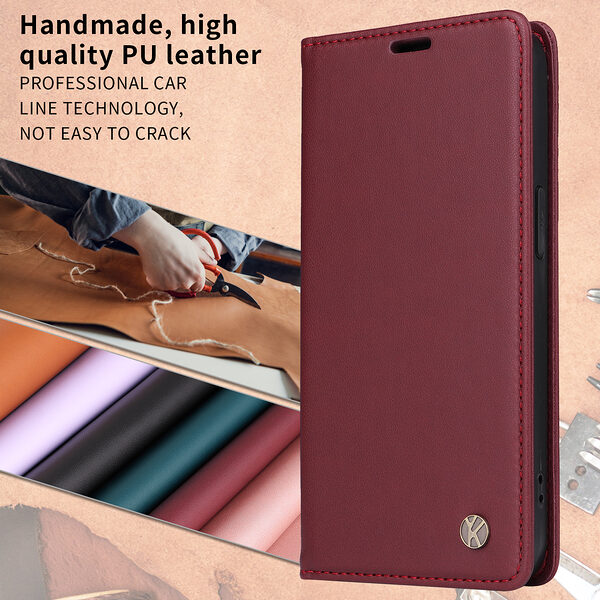 Θήκη Honor 400 5G YIKATU Folio Series με βάση στήριξης, υποδοχή καρτών και μαγνητικό κούμπωμα Flip Wallet από συνθετικό δέρμα και TPU μπορντό / κόκκινο - Image 3