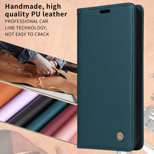 Θήκη Honor 400 5G YIKATU Folio Series με βάση στήριξης, υποδοχή καρτών και μαγνητικό κούμπωμα Flip Wallet από συνθετικό δέρμα και TPU πράσινο - Image 4
