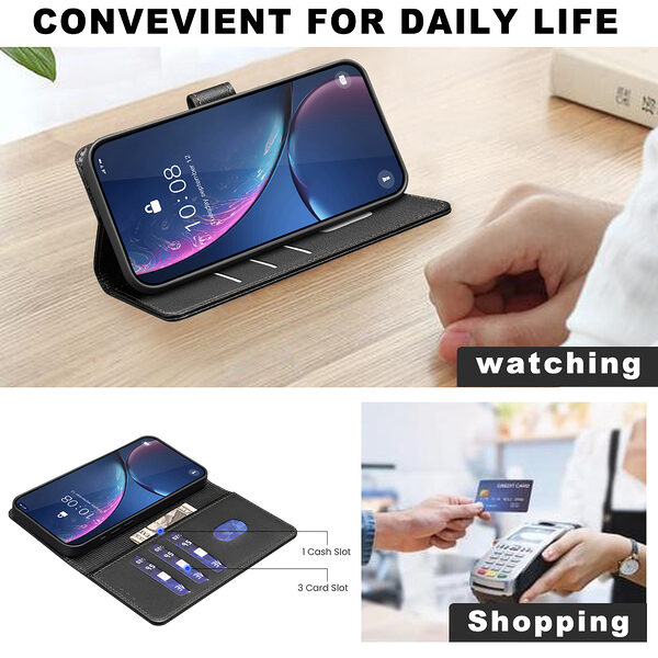 Θήκη Honor 400 Pro 5G BINFEN COLOR Leather Wallet series 12 με βάση στήριξης, υποδοχές καρτών και μαγνητικό κούμπωμα μαύρο - Image 5