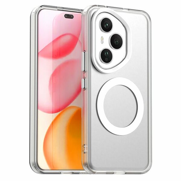 Θήκη Honor 400 Pro 5G Mad Mask Anti-Slip Sockproof συμβατό με MagSafe φορτιστή Transparent Πλάτη TPU λευκό