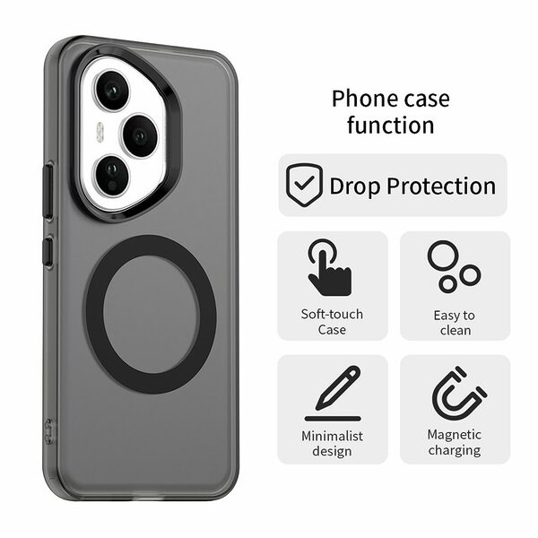 Θήκη Honor 400 Pro 5G Mad Mask Anti-Slip Sockproof συμβατό με MagSafe φορτιστή Transparent Πλάτη TPU μαύρο - Image 5
