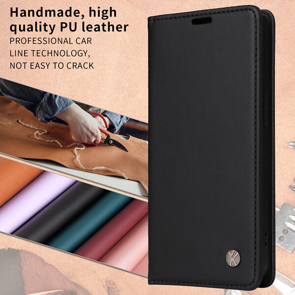 Θήκη Honor 400 Pro 5G YIKATU Folio Series με βάση στήριξης, υποδοχή καρτών και μαγνητικό κούμπωμα Flip Wallet από συνθετικό δέρμα και TPU μαύρο - Image 4