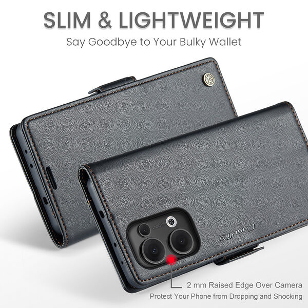 Θήκη Oppo Reno13 5G CASEME 023 Series Πορτοφόλι με βάση στήριξης, υποδοχές καρτών και μαγνητικό κούμπωμα από συνθετικό δέρμα και TPU μαύρο - Image 5