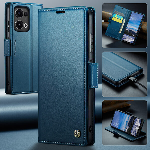Θήκη Oppo Reno13 5G CASEME 023 Series Πορτοφόλι με βάση στήριξης, υποδοχές καρτών και μαγνητικό κούμπωμα από συνθετικό δέρμα και TPU μπλε - Image 4