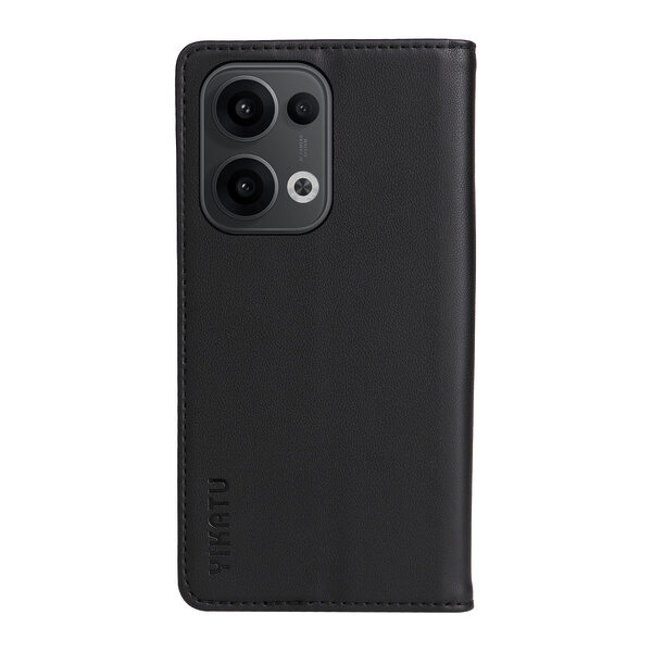 Θήκη Oppo Reno13 5G YIKATU Folio Series με βάση στήριξης, υποδοχή καρτών και μαγνητικό κούμπωμα Flip Wallet από συνθετικό δέρμα και TPU μαύρο - Image 3