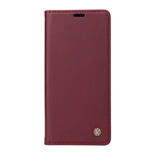 υποδοχή καρτών και μαγνητικό κούμπωμα Flip Wallet από συνθετικό δέρμα και TPU μπορντό / κόκκινο