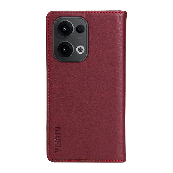 Θήκη Oppo Reno13 5G YIKATU Folio Series με βάση στήριξης, υποδοχή καρτών και μαγνητικό κούμπωμα Flip Wallet από συνθετικό δέρμα και TPU μπορντό / κόκκινο - Image 3