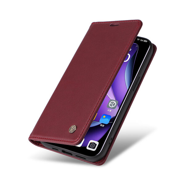 Θήκη Oppo Reno13 5G YIKATU Folio Series με βάση στήριξης, υποδοχή καρτών και μαγνητικό κούμπωμα Flip Wallet από συνθετικό δέρμα και TPU μπορντό / κόκκινο - Image 4