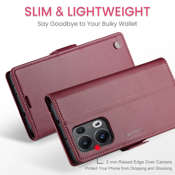 Θήκη Oppo Reno13 Pro 5G CASEME 023 Series Πορτοφόλι με βάση στήριξης, υποδοχές καρτών και μαγνητικό κούμπωμα από συνθετικό δέρμα και TPU κόκκινο - Image 5