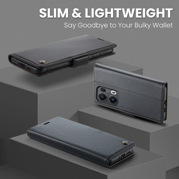 Θήκη Oppo Reno13 Pro 5G CASEME 023 Series Πορτοφόλι με βάση στήριξης, υποδοχές καρτών και μαγνητικό κούμπωμα από συνθετικό δέρμα και TPU μαύρο - Image 4