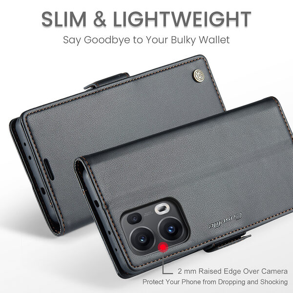 Θήκη Oppo Reno13 Pro 5G CASEME 023 Series Πορτοφόλι με βάση στήριξης, υποδοχές καρτών και μαγνητικό κούμπωμα από συνθετικό δέρμα και TPU μαύρο - Image 5