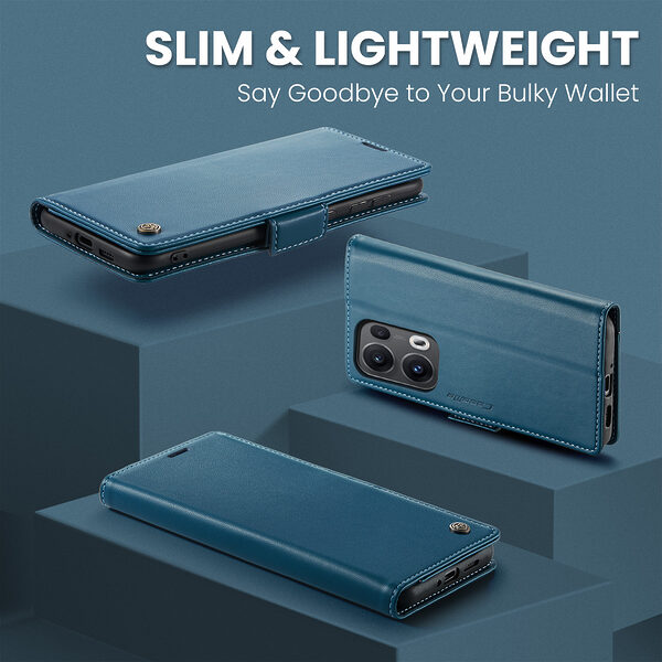 Θήκη Oppo Reno13 Pro 5G CASEME 023 Series Πορτοφόλι με βάση στήριξης, υποδοχές καρτών και μαγνητικό κούμπωμα από συνθετικό δέρμα και TPU μπλε - Image 4