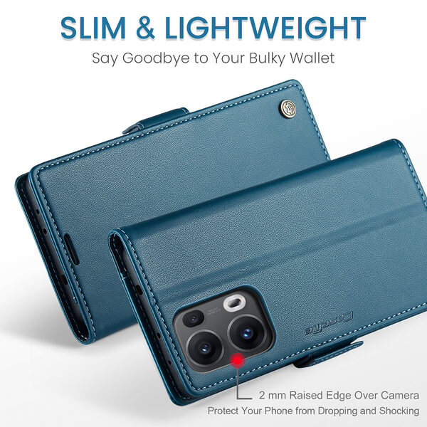 Θήκη Oppo Reno13 Pro 5G CASEME 023 Series Πορτοφόλι με βάση στήριξης, υποδοχές καρτών και μαγνητικό κούμπωμα από συνθετικό δέρμα και TPU μπλε - Image 5