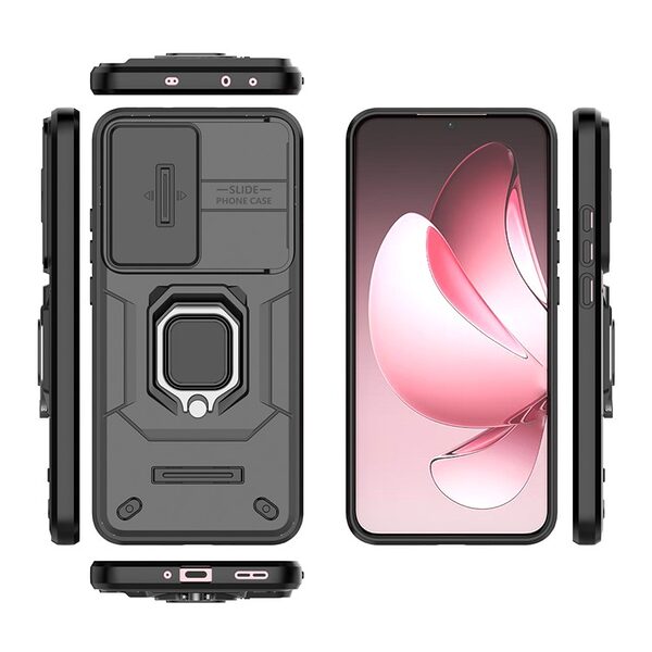 Θήκη Oppo Reno13 Pro 5G Mad Mask Camshield Armor Guard v3 Πλάτη με προστασία για την κάμερα, Kickstand και Βάση στήριξης από σκλήρό Premium TPU μαύρο - Image 4