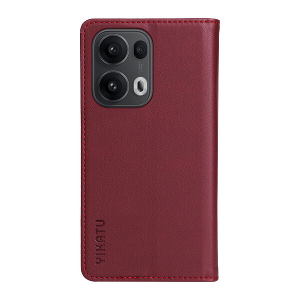 Θήκη Oppo Reno13 Pro 5G YIKATU Folio Series με βάση στήριξης, υποδοχή καρτών και μαγνητικό κούμπωμα Flip Wallet από συνθετικό δέρμα και TPU μπορντό / κόκκινο - Image 3