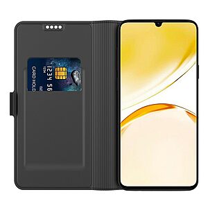 υποδοχή καρτών και μαγνητικό κούμπωμα Flip Wallet από συνθετικό δέρμα και TPU μαύρο