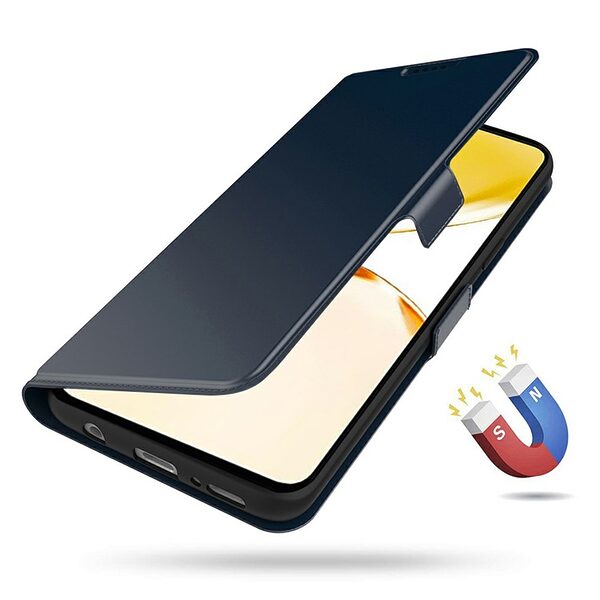 Θήκη Realme 14 5G / P3 5G OEM Skin Pro ultra thin V2 με βάση στήριξης, υποδοχή καρτών και μαγνητικό κούμπωμα Flip Wallet από συνθετικό δέρμα και TPU μπλε - Image 4