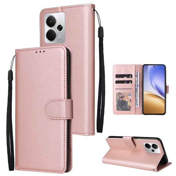Θήκη Realme 14 5G / P3 5G Mad Mask PU Leather Series V3 με βάση στήριξης, υποδοχές καρτών και μαγνητικό κούμπωμα ροζ χρυσό - Image 5