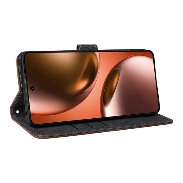Θήκη Realme GT 7 5G / GT 7T 5G Mad Mask RFID Blocking V2 Προστασία Ασύρματης Ανάγνωσης Καρτών Leather με βάση στήριξης, υποδοχές καρτών και μαγνητικό κούμπωμα καφέ - Image 4