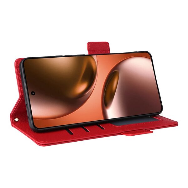 Θήκη Realme GT 7 5G / GT 7T 5G Mad Mask Leather Wallet handbag litchi με βάση στήριξης, υποδοχές καρτών και μαγνητικό κούμπωμα κόκκινο - Image 4