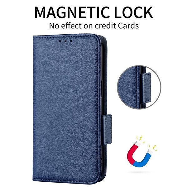 Θήκη Realme GT 7 5G / GT 7T 5G Mad Mask Leather Wallet handbag litchi με βάση στήριξης, υποδοχές καρτών και μαγνητικό κούμπωμα μπλε σκούρο - Image 5