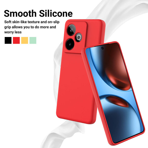 Θήκη Realme GT 7 5G / GT 7T 5G OEM Soft Liquid Silicone Πλάτη σιλικόνης με κορδόνι κόκκινο - Image 3