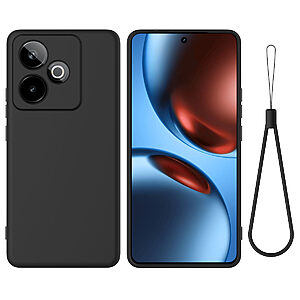 Θήκη Realme GT 7 5G / GT 7T 5G OEM Soft Liquid Silicone Πλάτη σιλικόνης με κορδόνι μαύρο