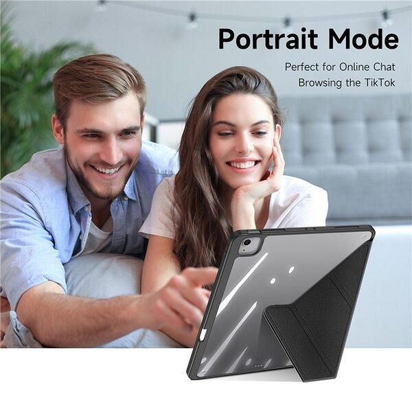 Θήκη iPad Air (2024) 13" / iPad Air (2025) 13" DUX DUCIS Magi Series Tri-Fold με πολλαπλές θέσεις στήριξης, ειδική θέση για πενάκι και διάφανη ενισχυμένη πλάτη μαύρο - Image 4