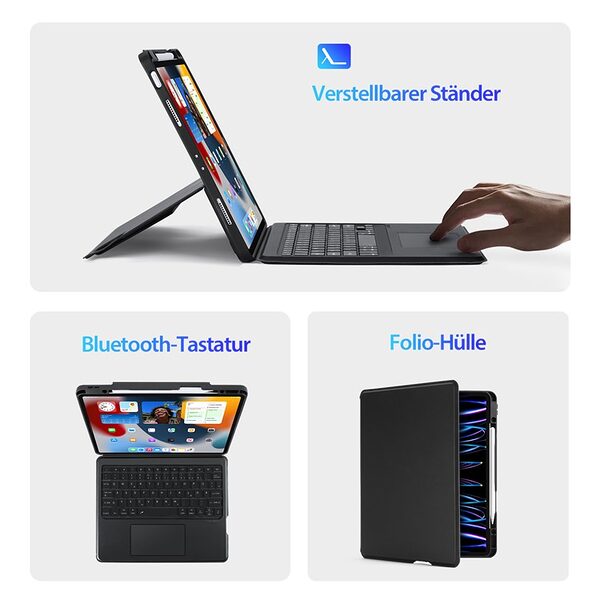 Θήκη iPad Air (2024) 13" / iPad Air (2025) 13" DUX DUCIS Θήκη Tablet, DK Series Συνθετικό Δέρμα, Flip Cover, με Βάση πολλαπλών θέσεων και Αποσπώμενο Πληκτρολόγιο Touchpad μαύρο - Image 5