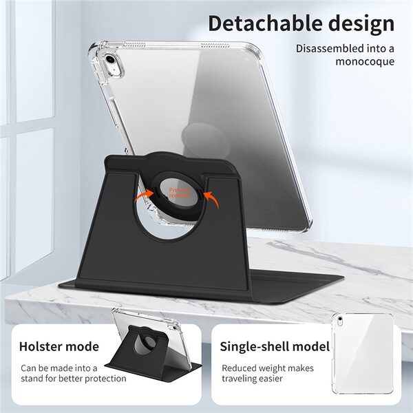 Θήκη iPad Air (2024) 13" / iPad Air (2025) 13" Mad Mask Rotary Stand Series, με 2 θέσεις στήριξης, Ανθεκτική σε πτώσεις, TPU και ενισχυμένη πλάτη μαύρο - Image 5