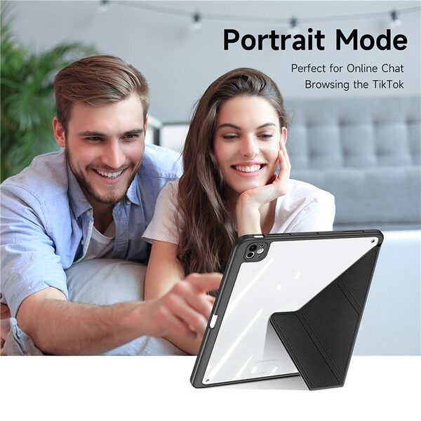 Θήκη iPad Pro (2024) 11" DUX DUCIS Magi Series Tri-Fold με πολλαπλές θέσεις στήριξης, ειδική θέση για πενάκι και διάφανη ενισχυμένη πλάτη μαύρο - Image 4