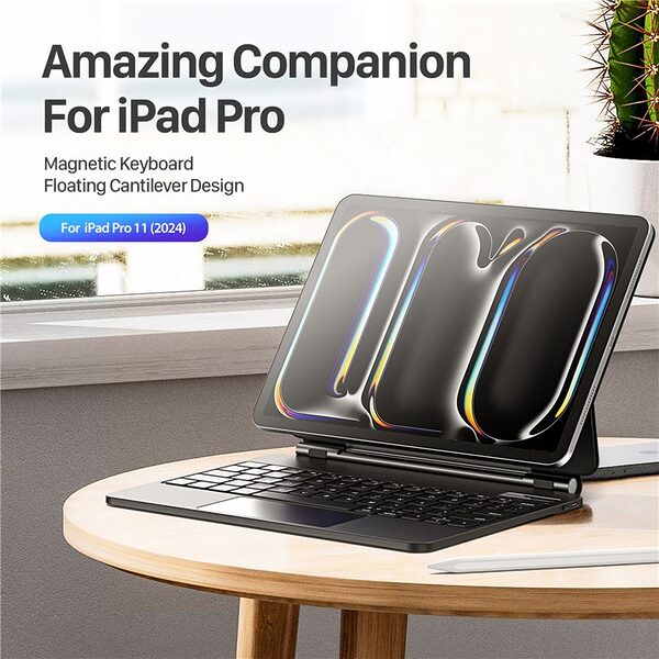 Θήκη iPad Pro (2024) 11" DUX DUCIS Floating Magnetic Θήκη Πληκτρολογίου με bluetooth, Δερμάτινη, Αιωρούμενη Βάση μαύρο - Image 4