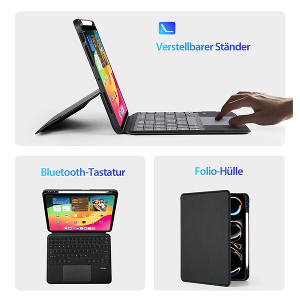 Θήκη iPad Pro (2024) 11" DUX DUCIS Θήκη Tablet, DK Series Συνθετικό Δέρμα, Flip Cover, με Βάση πολλαπλών θέσεων και Αποσπώμενο Πληκτρολόγιο Touchpad μαύρο - Image 5
