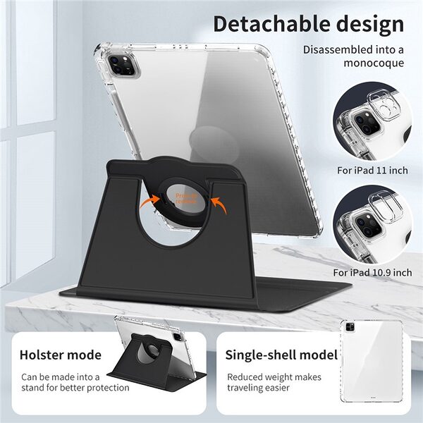 Θήκη iPad Pro (2024) 11" Mad Mask Rotary Stand Series, με 2 θέσεις στήριξης, Ανθεκτική σε πτώσεις, TPU και ενισχυμένη πλάτη μαύρο - Image 5