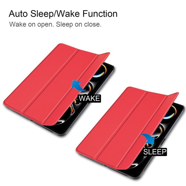 Θήκη iPad Pro (2024) 11" Mad Mask Tri-Fold, Συνθετικό Δέρμα, Shock Resistant, Smart Cover κόκκινο - Image 5