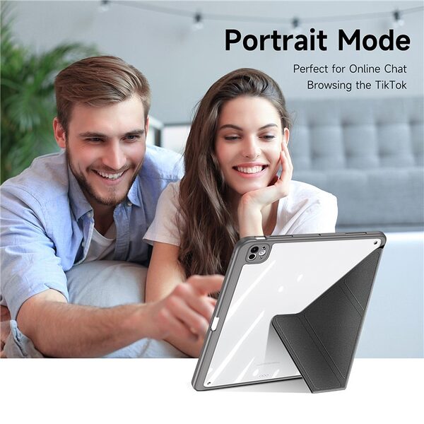 Θήκη iPad Pro (2024) 13" DUX DUCIS Magi Series Tri-Fold με πολλαπλές θέσεις στήριξης, ειδική θέση για πενάκι και διάφανη ενισχυμένη πλάτη γκρι - Image 4