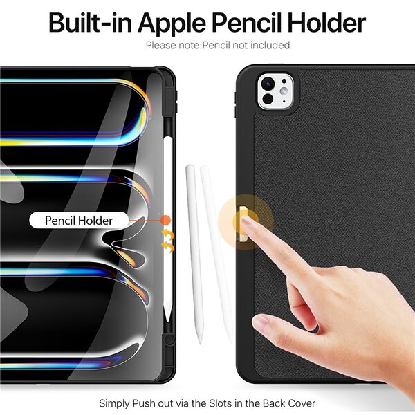 Θήκη iPad Pro (2024) 13" DUX DUCIS Domo Series Tri-Fold με ειδική θέση για πενάκι και ενισχυμένη εσωτερική πλάτη μαύρο - Image 4