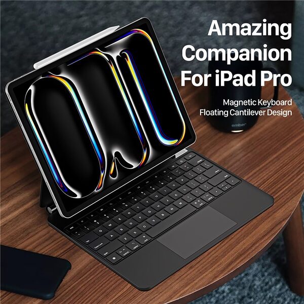 Θήκη iPad Pro (2024) 13" DUX DUCIS Floating Magnetic Θήκη Πληκτρολογίου με bluetooth, Δερμάτινη, Αιωρούμενη Βάση μαύρο - Image 4