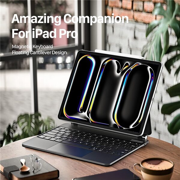 Θήκη iPad Pro (2024) 13" DUX DUCIS Floating Magnetic Θήκη Πληκτρολογίου με bluetooth, Δερμάτινη, Αιωρούμενη Βάση μαύρο - Image 5