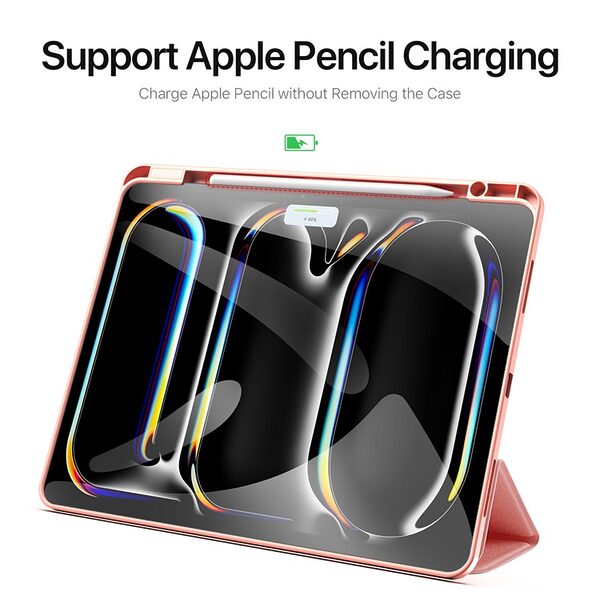 Θήκη iPad Pro (2024) 13" DUX DUCIS Domo Series Tri-Fold με ειδική θέση για πενάκι και ενισχυμένη εσωτερική πλάτη ροζ - Image 3