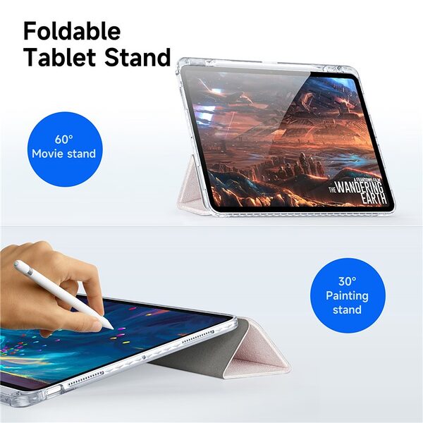 Θήκη iPad Pro (2024) 13" DUX DUCIS Unid Series Tri-Fold με πολλαπλές θέσεις στήριξης, ειδική θέση για πενάκι και διάφανη ενισχυμένη πλάτη ροζ ανοιχτό - Image 3