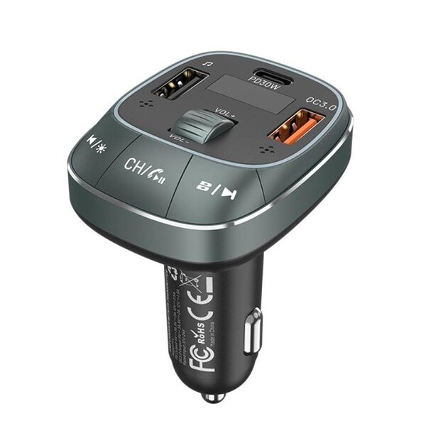 VENTION 3-Port USB Car Charger with FM Transmitter Black ABS Type (FFLB0) (VENFFLB0) - Image 1