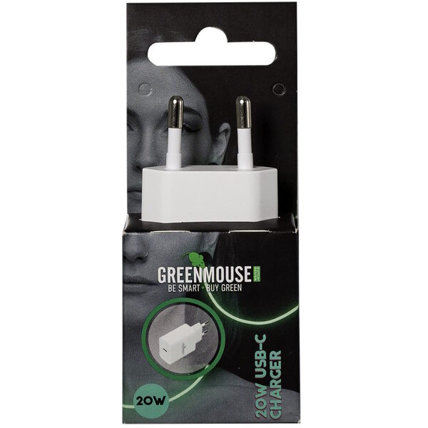 Greenmouse Wall Charger PD 20W – Φορτιστής Τοίχου USB-C Power Delivery σε λευκό χρώμα με συσκευασία blister – 66956678 - Image 1