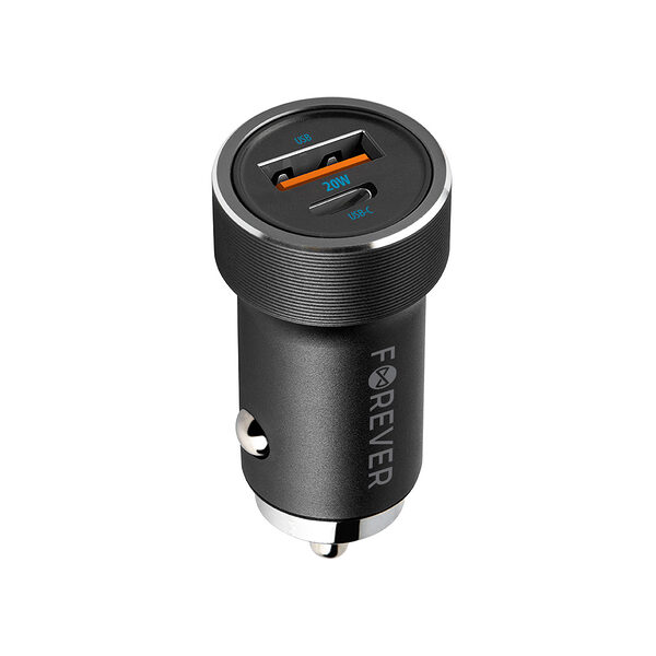 Forever CC‑06 Φορτιστής Αυτοκινήτου USB‑C + USB‑A, PD 3.0 & QC 3.0, 20 W – Μαύρος - Image 1
